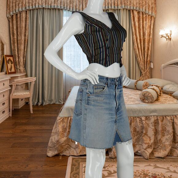 Levi's Vintage Orange Tab Denim Skirt Chic Y2K Revival - Picture 1 of 8
